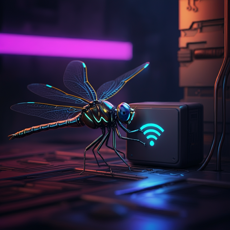 otonata dragonfly inspecting a wifi point